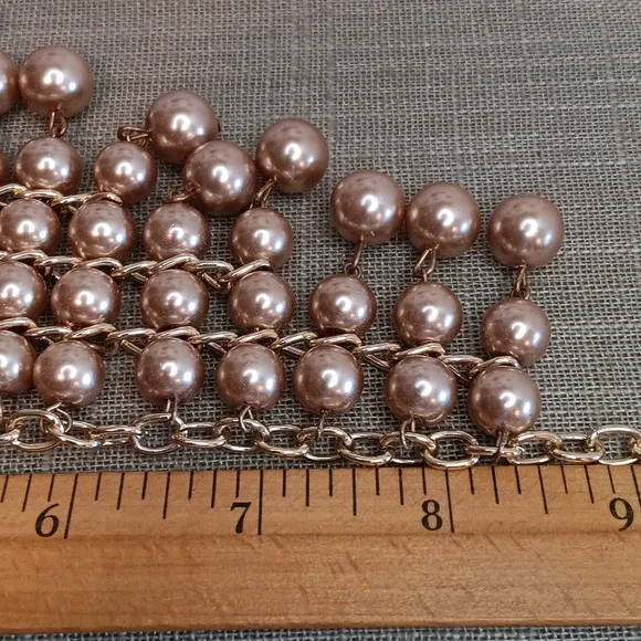 Elegant Gold and Cream Pearl Bead Bib Necklace - Picture 7 of 7